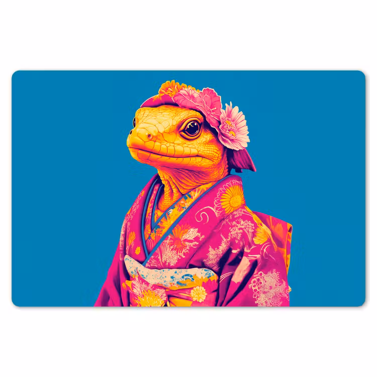 Bloemenkrans - Hagedis - Kimono - Paars Placemat vinyl groot -zzsfeer1_Kitchenyeah-website
