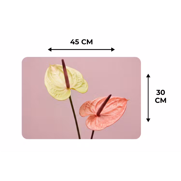 Bloemen - Anthuriums - Geel - Roze Placemat vinyl groot -specs