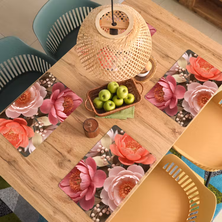 Bloemen - Bloesem - Zacht - Koraal - Decoratie Placemat vinyl groot -zzsfeer5_Kitchenyeah-website