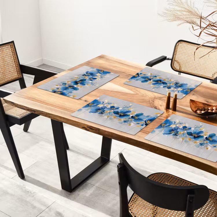 Bloemen - Blauw - Abstract Placemat vinyl groot -zzsfeer4_Kitchenyeah-website