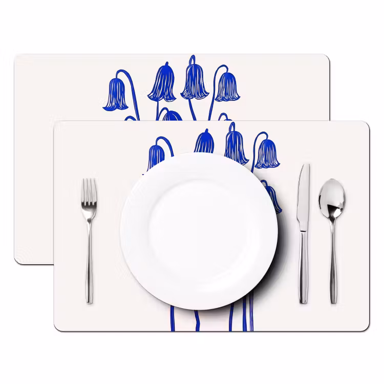 Bloemen - Blauw - Lijnen - Bloemblaadjes Placemat vinyl groot -zzsfeer2_Kitchenyeah-website