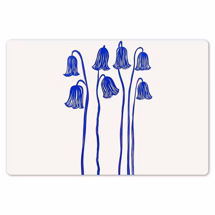 Bloemen - Blauw - Lijnen - Bloemblaadjes Placemat vinyl groot -zzsfeer1_Kitchenyeah-website