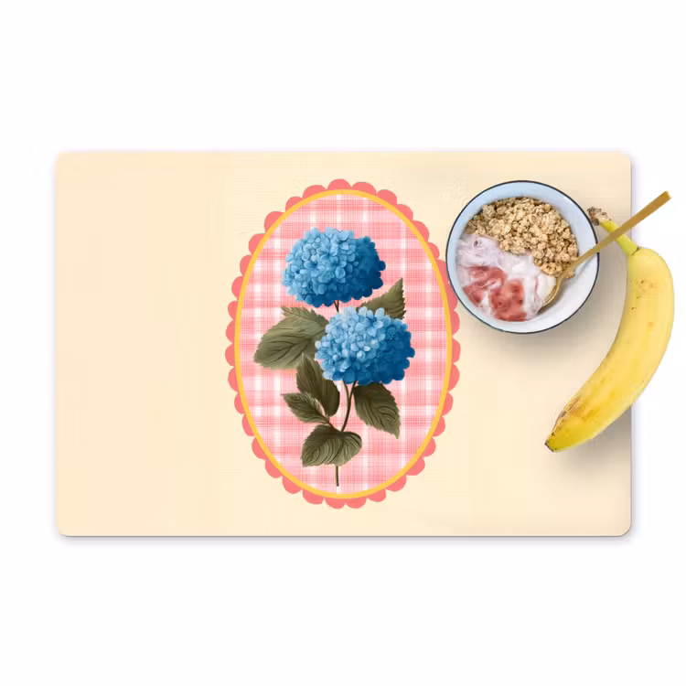 Bloemen - Blauw - Lijst - Bladeren Placemat vinyl groot -zzzproduct_Kitchenyeah-website