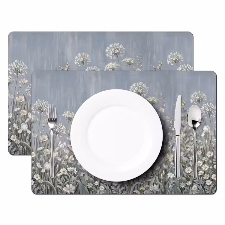 Bloemen - Botanisch - Blauw Placemat vinyl groot -zzsfeer2_Kitchenyeah-website