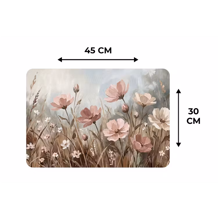 Bloemen - Botanisch - Schilderij - Pastel - Rustiek Placemat vinyl groot -specs