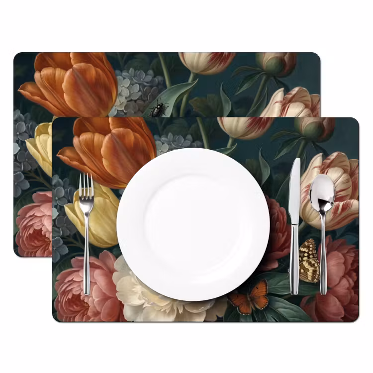 Bloemen - Boeket - Natuur - Klassiek - Donker Placemat vinyl groot -zzsfeer2_Kitchenyeah-website