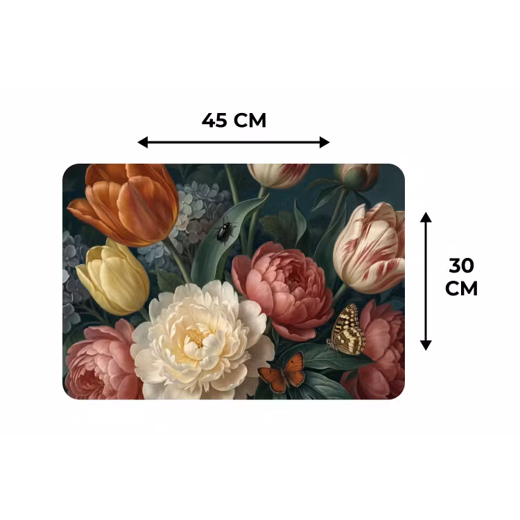 Bloemen - Boeket - Natuur - Klassiek - Donker Placemat vinyl groot -specs