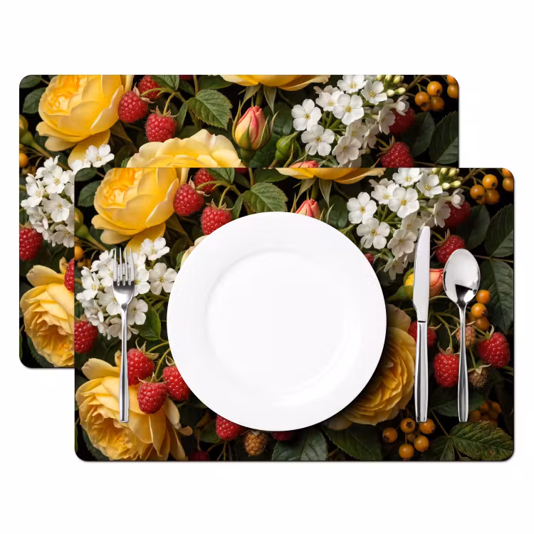 Bloemen - Boeket - Natuur - Klassiek - Geel Placemat vinyl groot -zzsfeer2_Kitchenyeah-website
