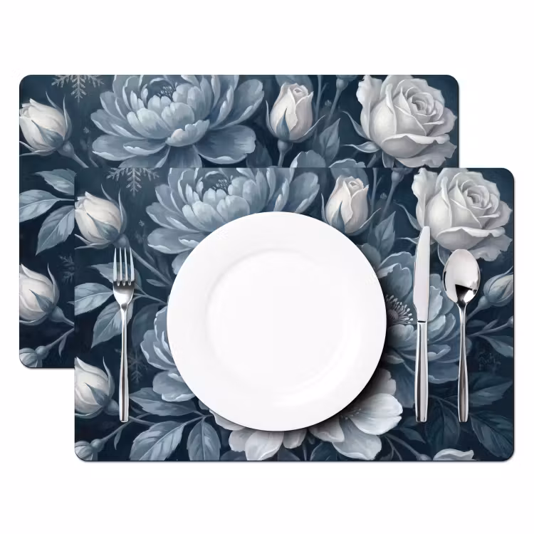 Bloemen - Boeket - Winter - Abstract - Blauw Placemat vinyl groot -zzsfeer2_Kitchenyeah-website