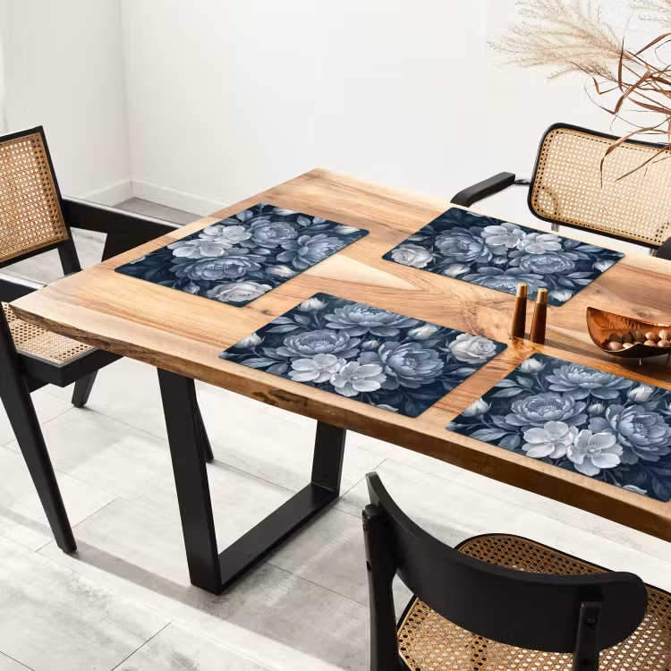 Bloemen - Boeket - Winter - Abstract - Blauw Placemat vinyl groot -zzsfeer4_Kitchenyeah-website