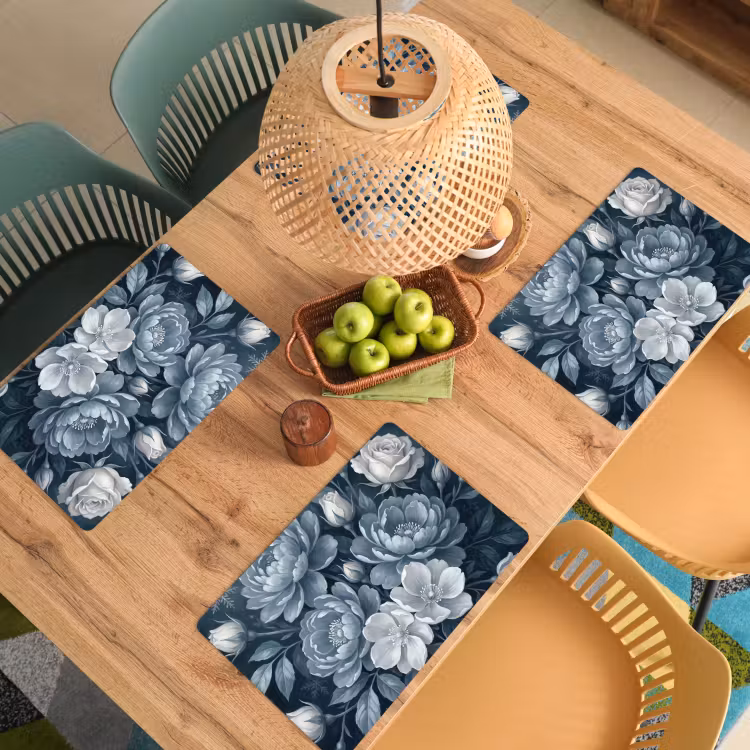 Bloemen - Boeket - Winter - Abstract - Blauw Placemat vinyl groot -zzsfeer5_Kitchenyeah-website