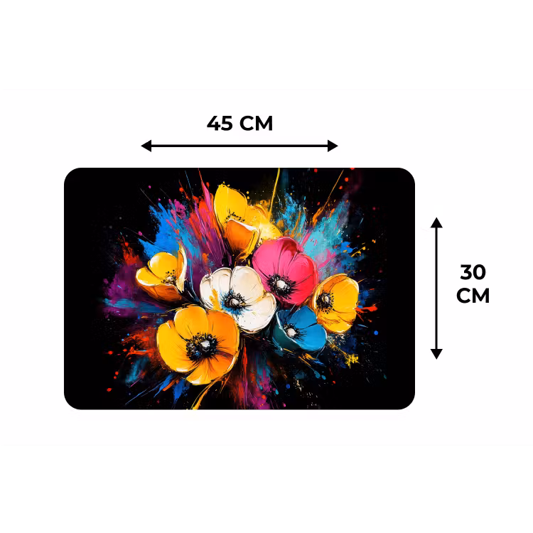 Bloemen - Kleurrijk - Graffiti - Modern - Boeket Placemat vinyl groot -specs