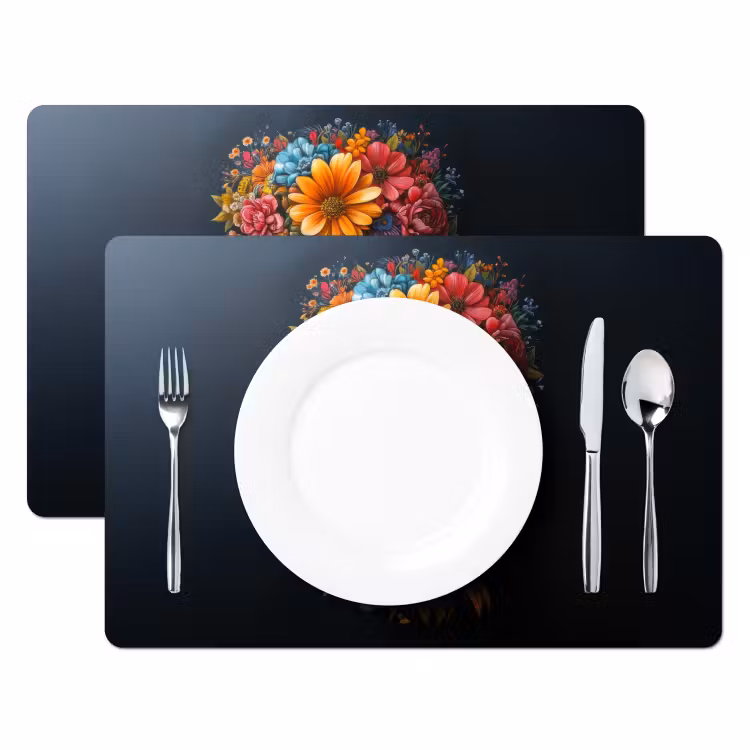 Bloemen - Kleurrijk - Schedel Placemat vinyl groot -zzsfeer2_Kitchenyeah-website
