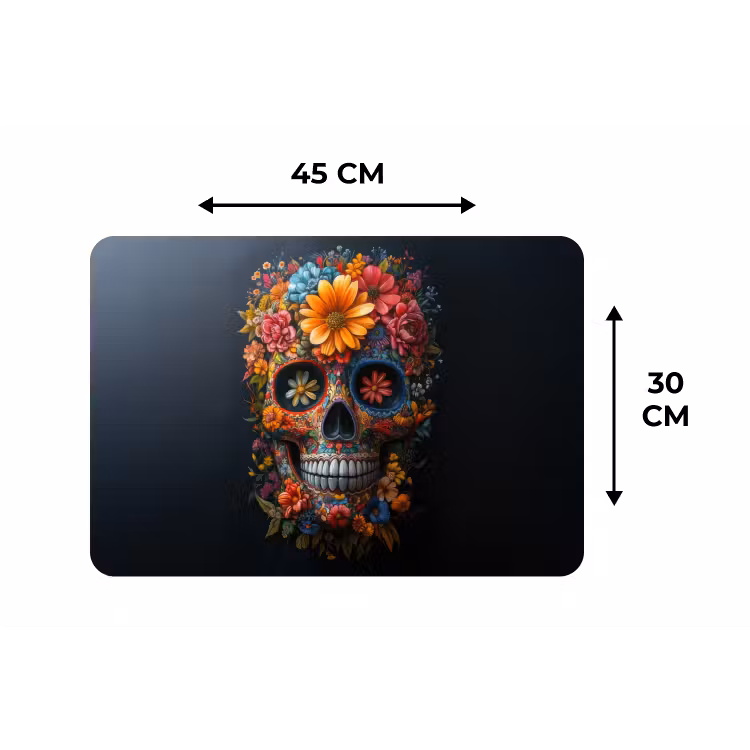 Bloemen - Kleurrijk - Schedel Placemat vinyl groot -specs