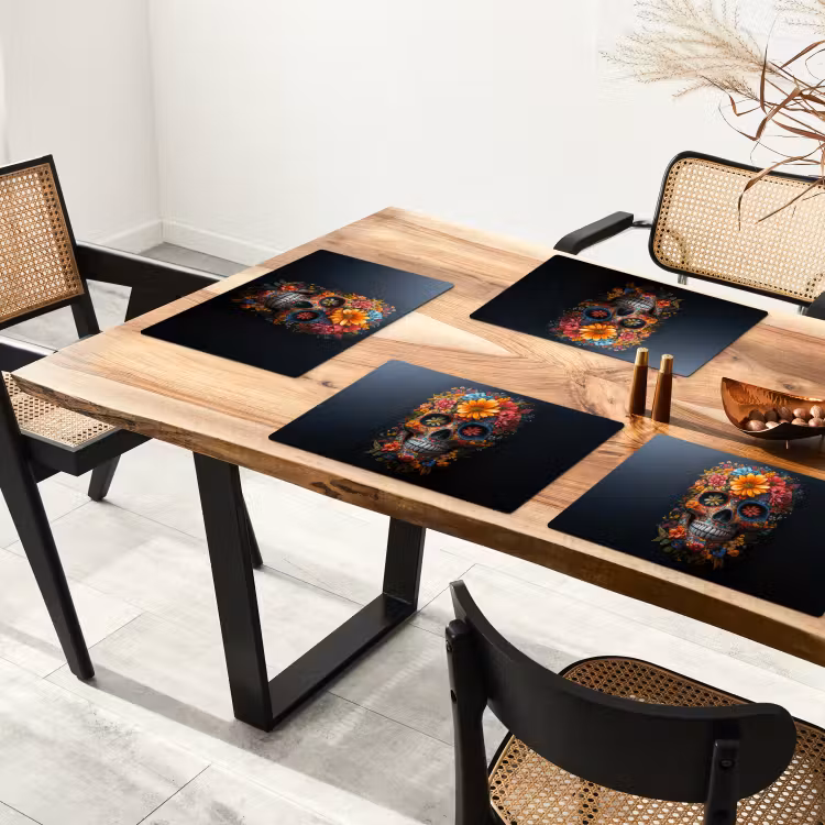 Bloemen - Kleurrijk - Schedel Placemat vinyl groot -zzsfeer4_Kitchenyeah-website