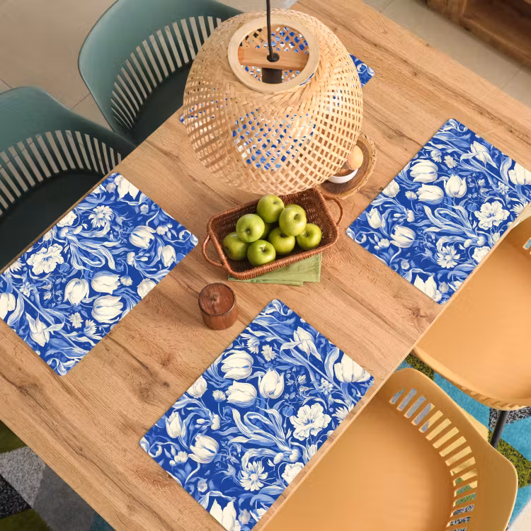 Bloemen - Delfts Blauw - Patroon - Tulp Placemat vinyl groot -zzsfeer5_Kitchenyeah-website