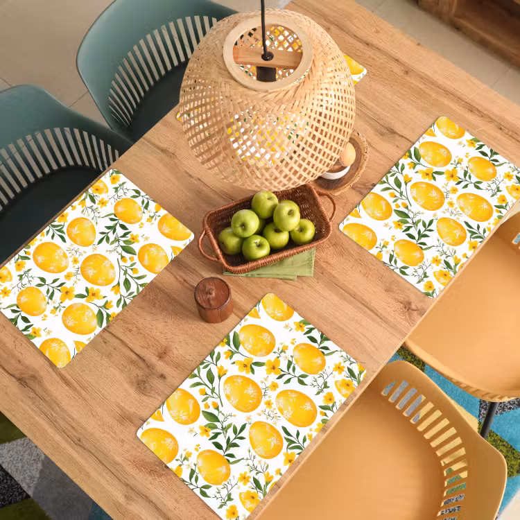 Bloemen - Paaseieren - Geel Placemat vinyl groot -zzsfeer5_Kitchenyeah-website