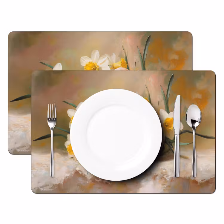 Bloemen - Eieren - Geschilderd Placemat vinyl groot -zzsfeer2_Kitchenyeah-website