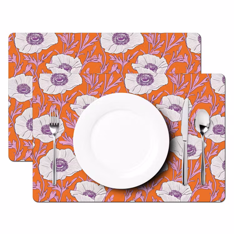 Bloemen - Grafisch - Oranje Placemat vinyl groot 368 -zzsfeer2_Kitchenyeah-website