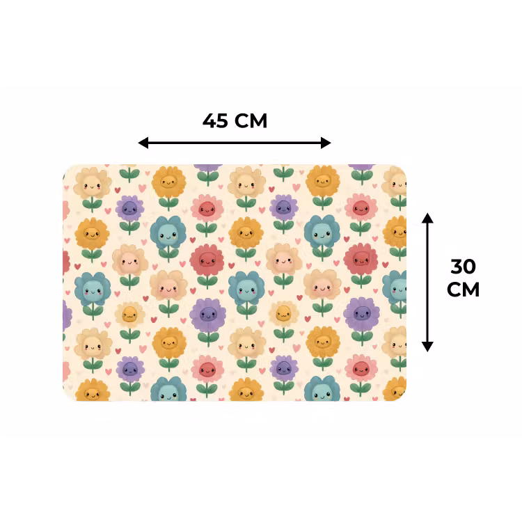 Bloemen - Hartjes - Kleurrijk Placemat vinyl groot 368 -specs