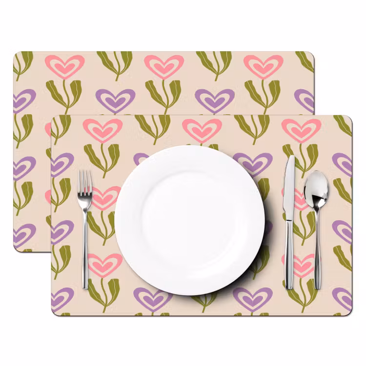 Bloemen - Hartjes - Patroon Placemat vinyl groot 368 -zzsfeer2_Kitchenyeah-website