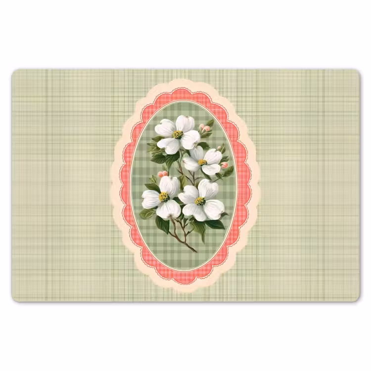 Bloemen - Illustratie - Geruit - Groen Placemat vinyl groot -zzsfeer1_Kitchenyeah-website