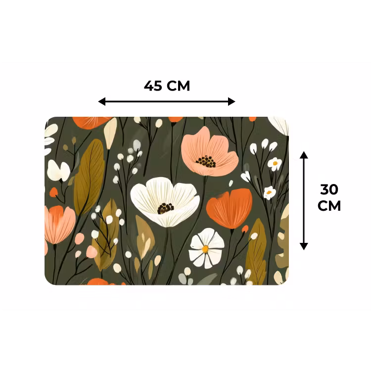 Bloemen - Illustratie - Groen Placemat vinyl groot -specs