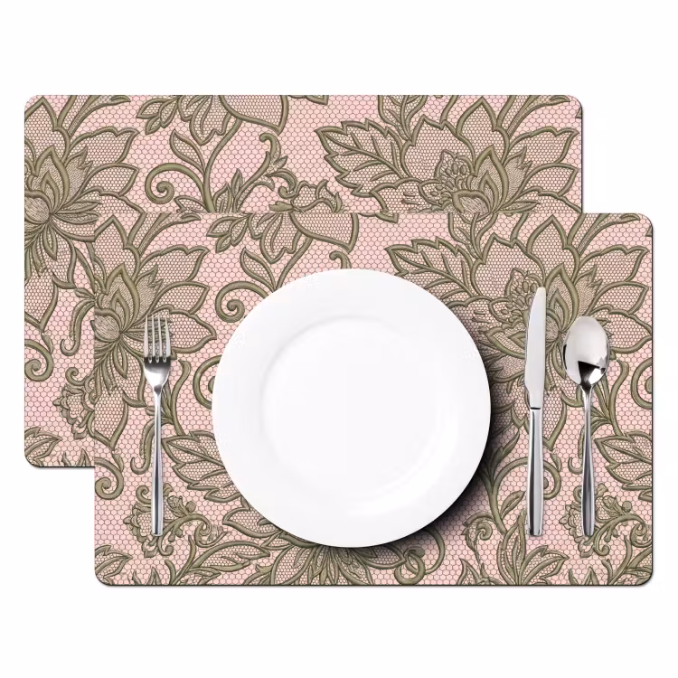 Bloemen - Kant - Patroon - Klassiek - Groen Placemat vinyl groot -zzsfeer2_Kitchenyeah-website