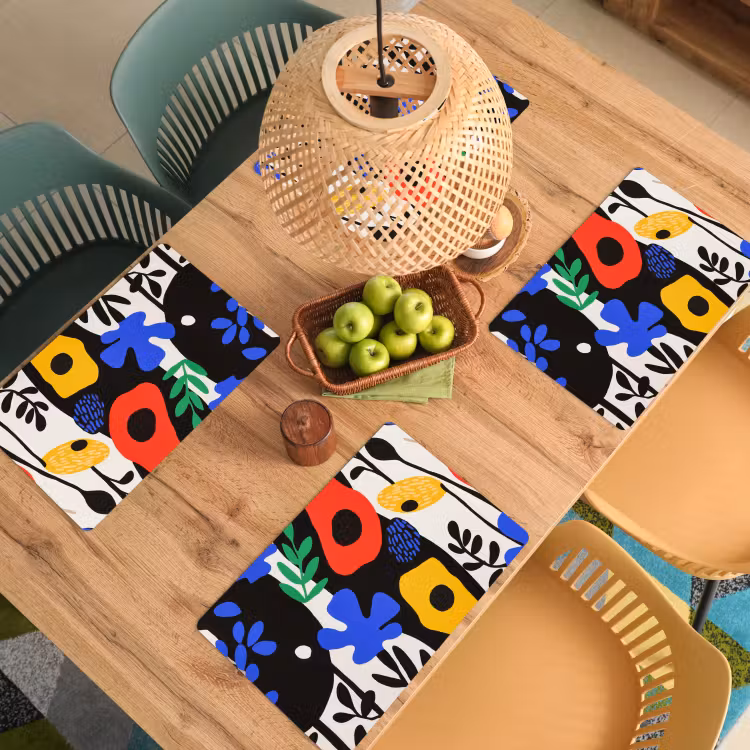 Bloemen - Bladeren - Abstract - Zwart Placemat vinyl groot -zzsfeer5_Kitchenyeah-website
