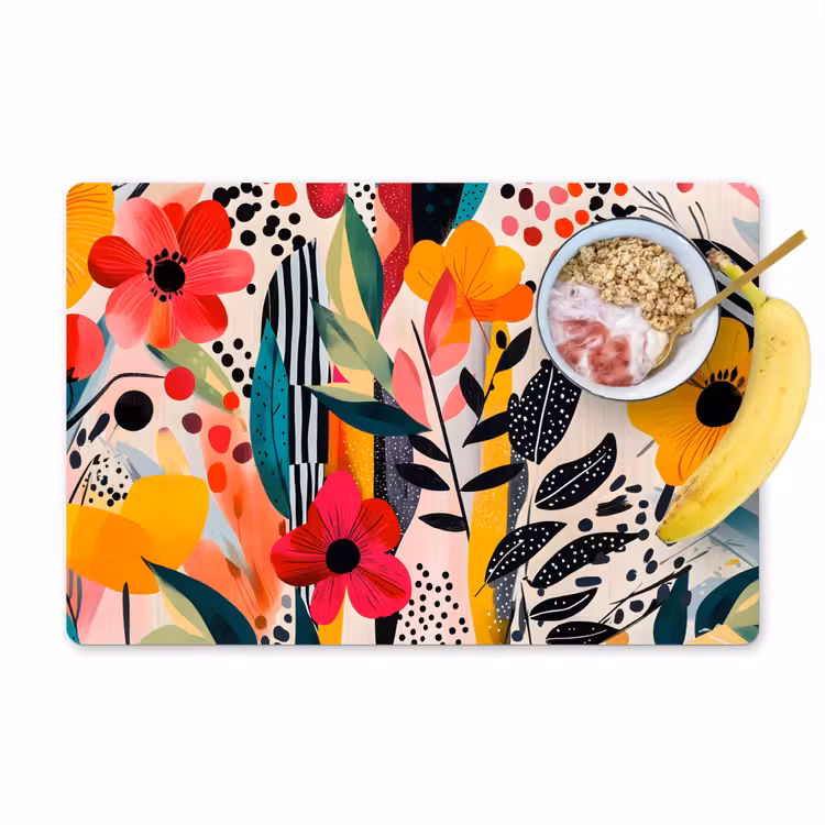 Bloemen - Bladeren - Abstract - Kleurrijk Placemat vinyl groot -zzzproduct_Kitchenyeah-website