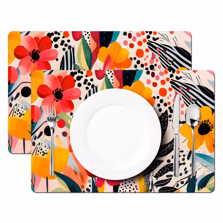 Bloemen - Bladeren - Abstract - Kleurrijk Placemat vinyl groot -zzsfeer2_Kitchenyeah-website