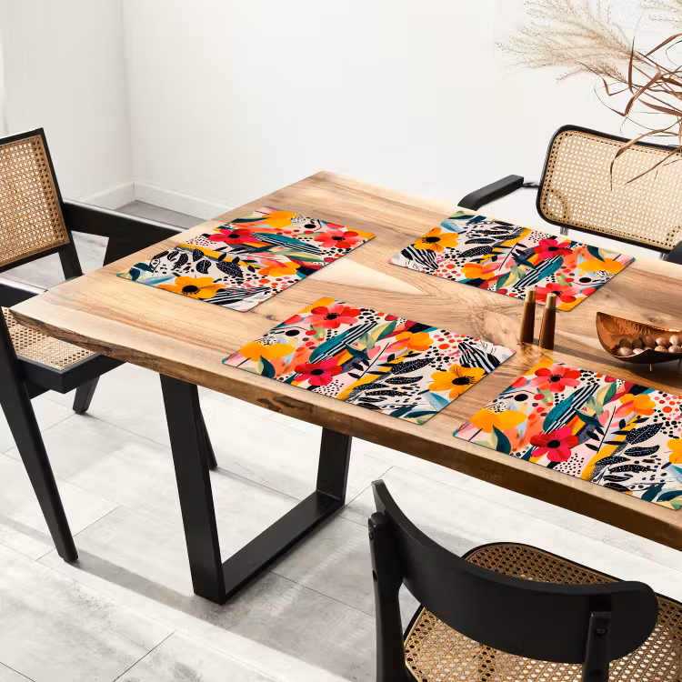 Bloemen - Bladeren - Abstract - Kleurrijk Placemat vinyl groot -zzsfeer4_Kitchenyeah-website