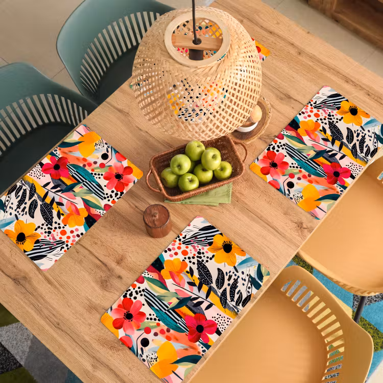 Bloemen - Bladeren - Abstract - Kleurrijk Placemat vinyl groot -zzsfeer5_Kitchenyeah-website