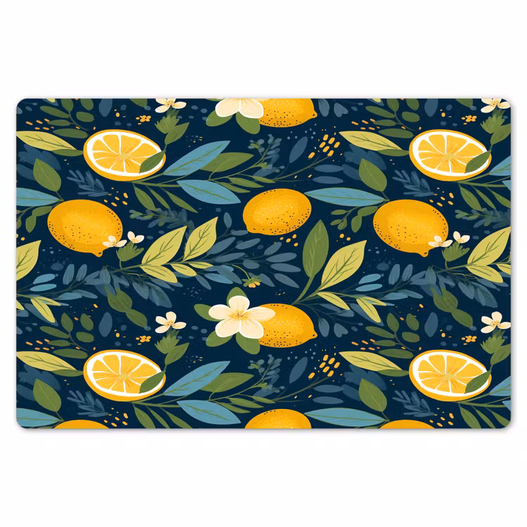 Bloemen - Bladeren - Citroenen - Blauw Placemat vinyl groot 368 -zzsfeer1_Kitchenyeah-website