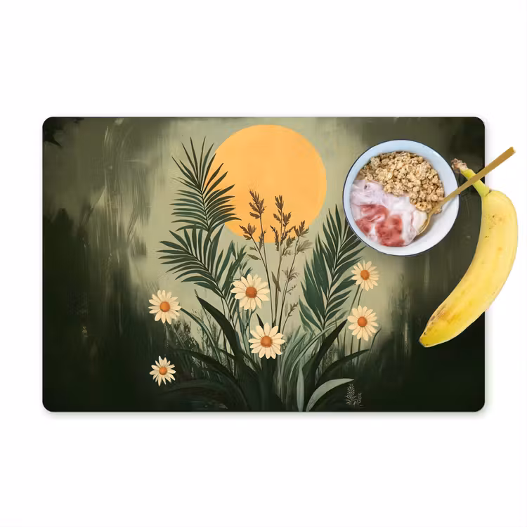 Bloemen - Bladeren - Zon - Groen Placemat vinyl groot -zzzproduct_Kitchenyeah-website
