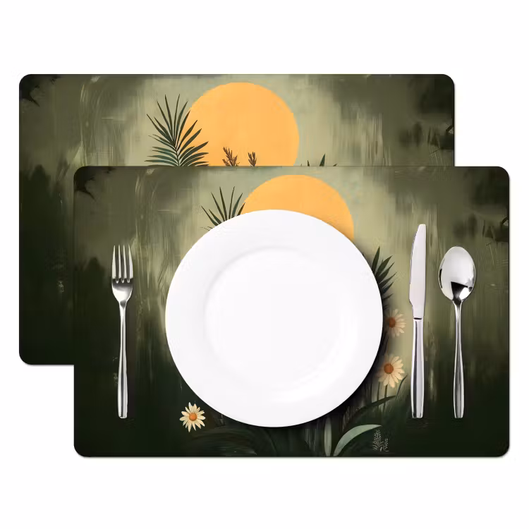 Bloemen - Bladeren - Zon - Groen Placemat vinyl groot -zzsfeer2_Kitchenyeah-website