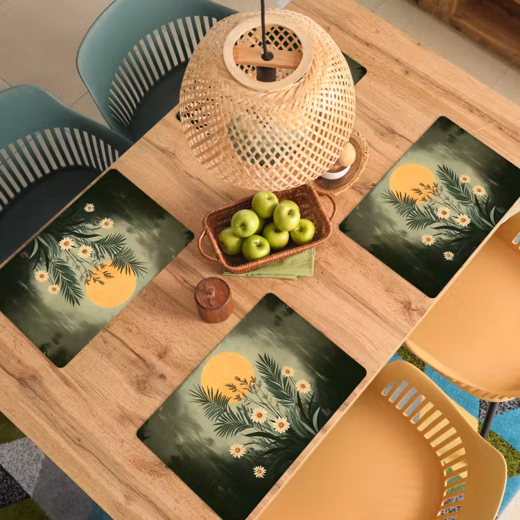 Bloemen - Bladeren - Zon - Groen Placemat vinyl groot -zzsfeer5_Kitchenyeah-website