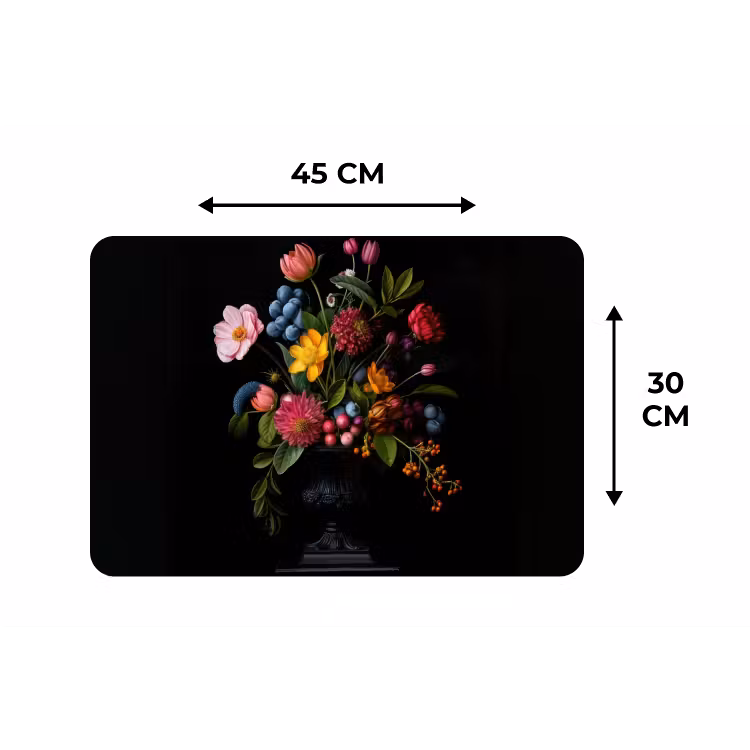 Bloemen - Vrolijk - Vaas Placemat vinyl groot -specs