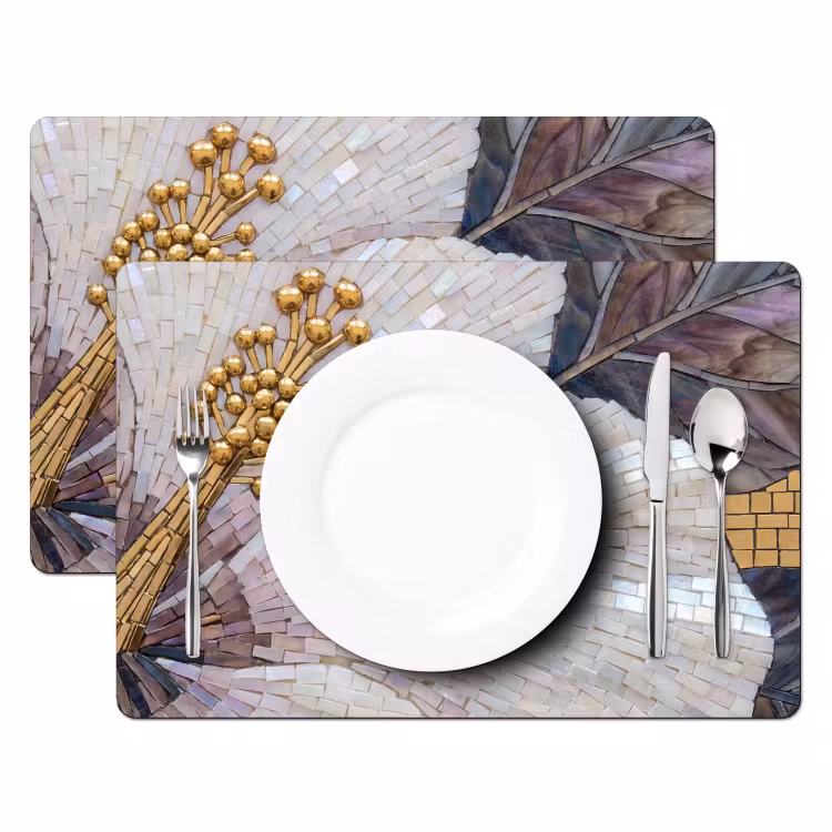 Bloemen - Mozaïek - Kunst - Modern - Goud Placemat vinyl groot -zzsfeer2_Kitchenyeah-website