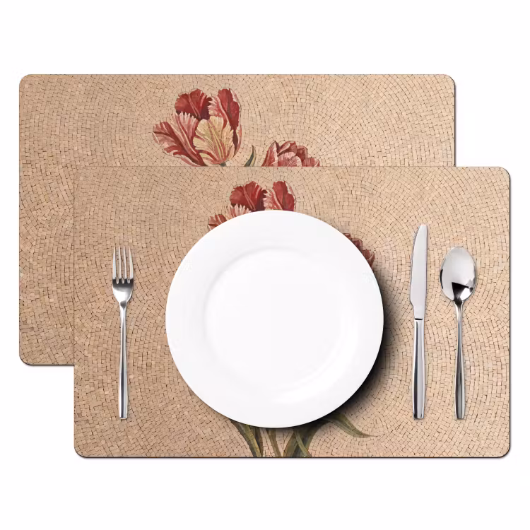 Bloemen - Mozaïek - Rood - Groen - Kunst Placemat vinyl groot -zzsfeer2_Kitchenyeah-website