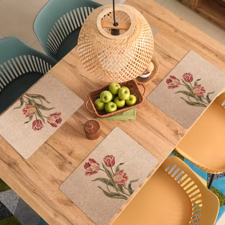 Bloemen - Mozaïek - Rood - Groen - Kunst Placemat vinyl groot -zzsfeer5_Kitchenyeah-website