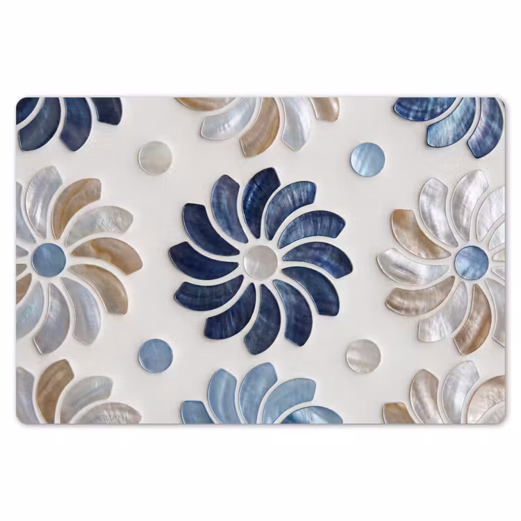 Bloemen - Parelmoer - Abstract - Patroon - Blauw Placemat vinyl groot -zzsfeer1_Kitchenyeah-website