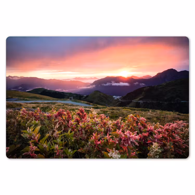 Bloemen - Bergen - Landschap - Nacht - Lucht - Roze Placemat vinyl groot -zzsfeer1_Kitchenyeah-website