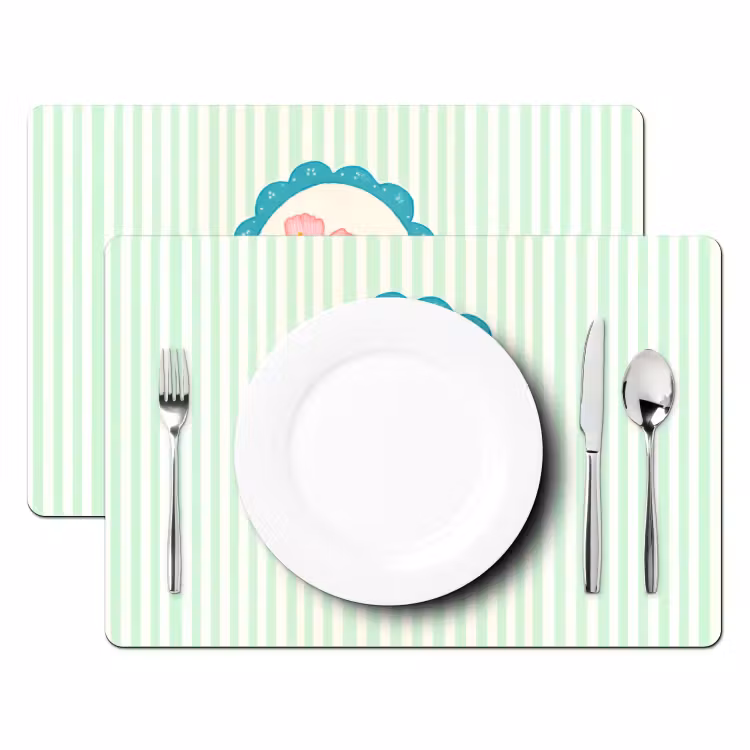 Bloemen - Ovaal - Strepen - Groen Placemat vinyl groot -zzsfeer2_Kitchenyeah-website