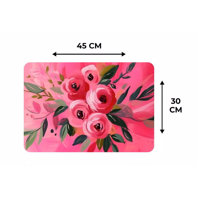 Bloemen - Verf - Roze Placemat vinyl groot -specs