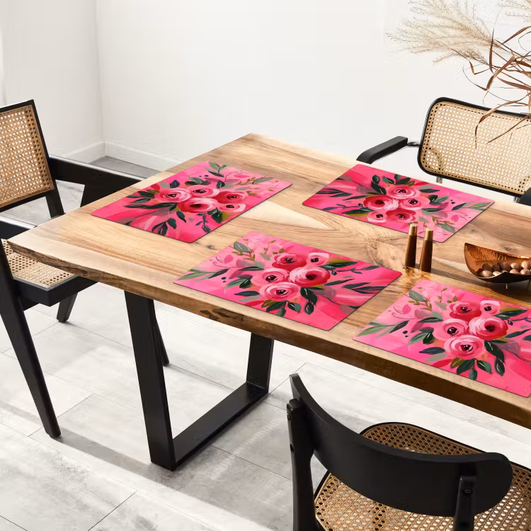Bloemen - Verf - Roze Placemat vinyl groot -zzsfeer4_Kitchenyeah-website