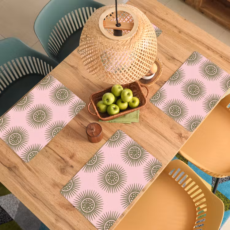Bloemen - Patroon - Abstract - Roze - Groen Placemat vinyl groot -zzsfeer5_Kitchenyeah-website