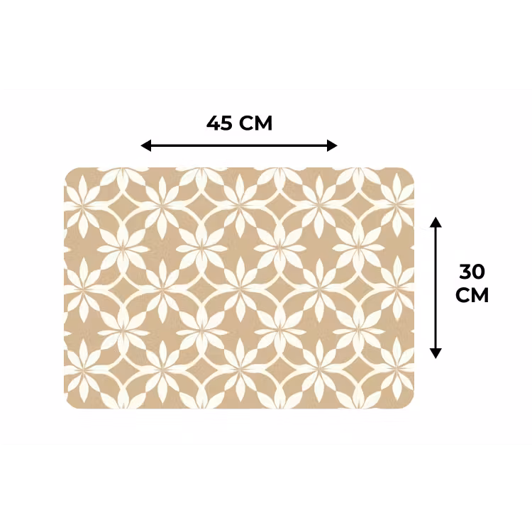 Bloemen - Patroon - Beige Placemat vinyl groot 368 -specs