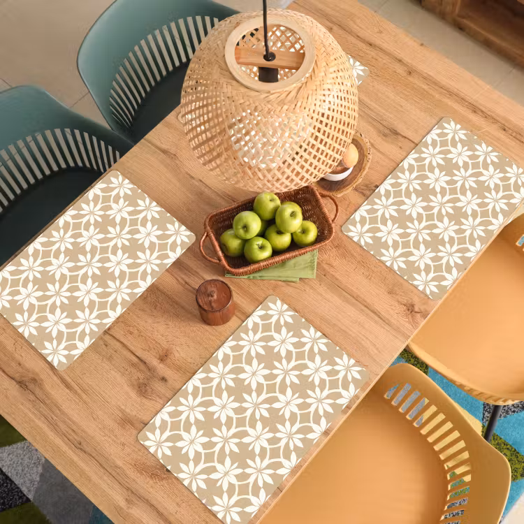 Bloemen - Patroon - Beige Placemat vinyl groot 368 -zzsfeer5_Kitchenyeah-website