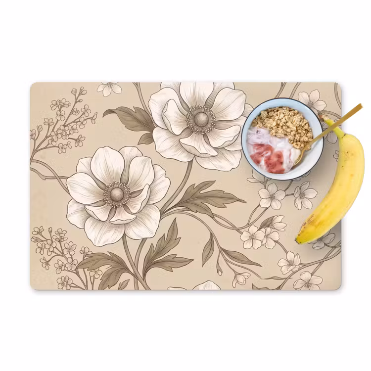 Bloemen - Patroon - Beige Placemat vinyl groot -zzzproduct_Kitchenyeah-website
